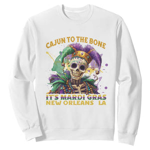 Louisiana Mardi Gras Sweatshirt Cajun To The Bone Skeleton Jester Costume TS09 White Print Your Wear