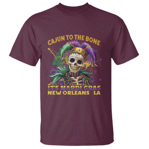 Louisiana Mardi Gras T Shirt Cajun To The Bone Skeleton Jester Costume TS09 Maroon Print Your Wear