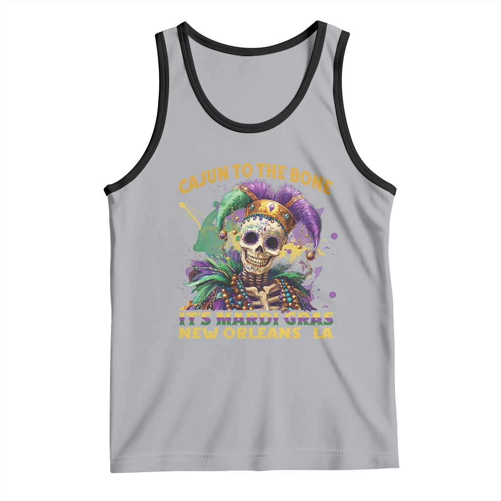 Louisiana Mardi Gras Tank Top Cajun To The Bone Skeleton Jester Costume TS09 Athletic Heather Black Print Your Wear