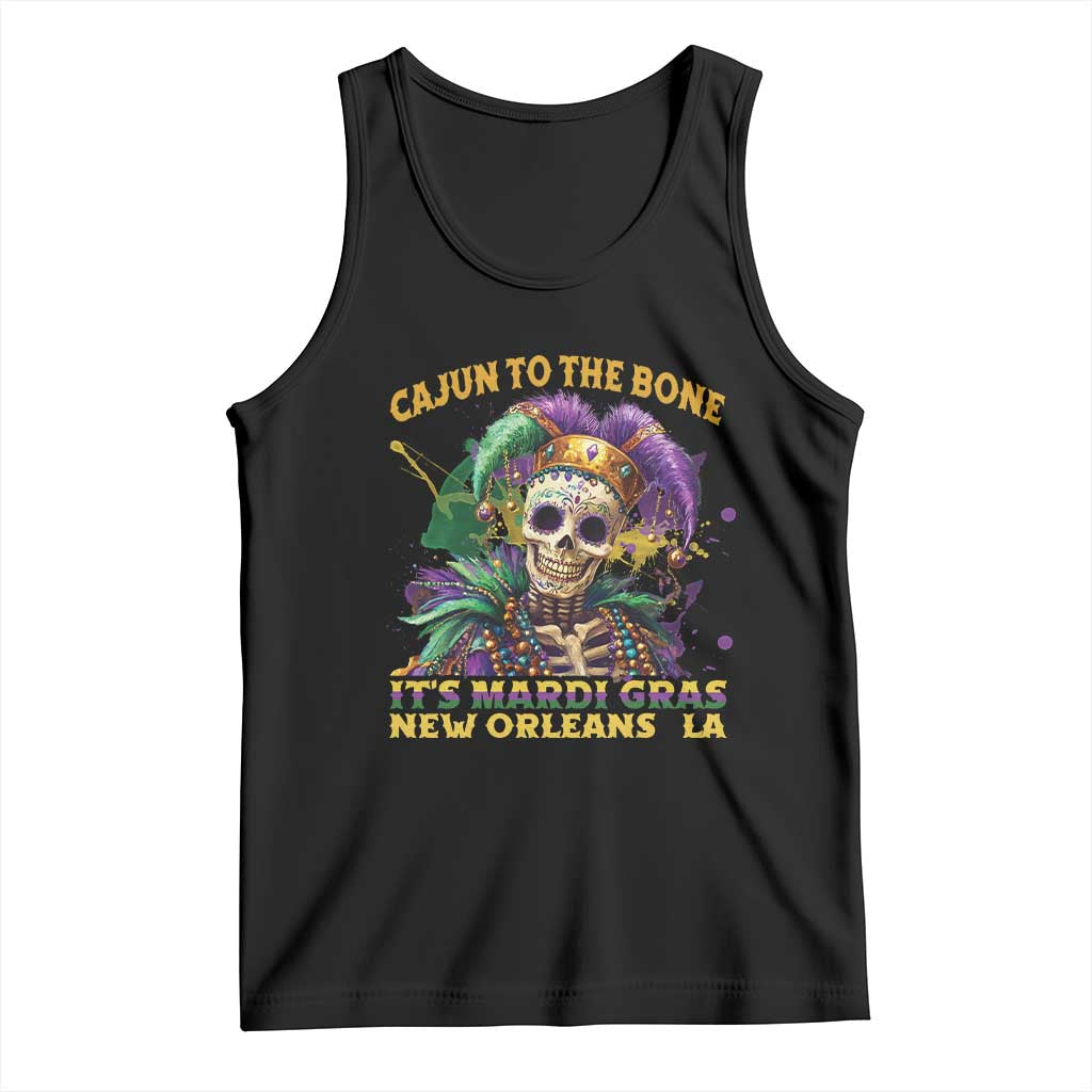 Louisiana Mardi Gras Tank Top Cajun To The Bone Skeleton Jester Costume TS09 Black Print Your Wear