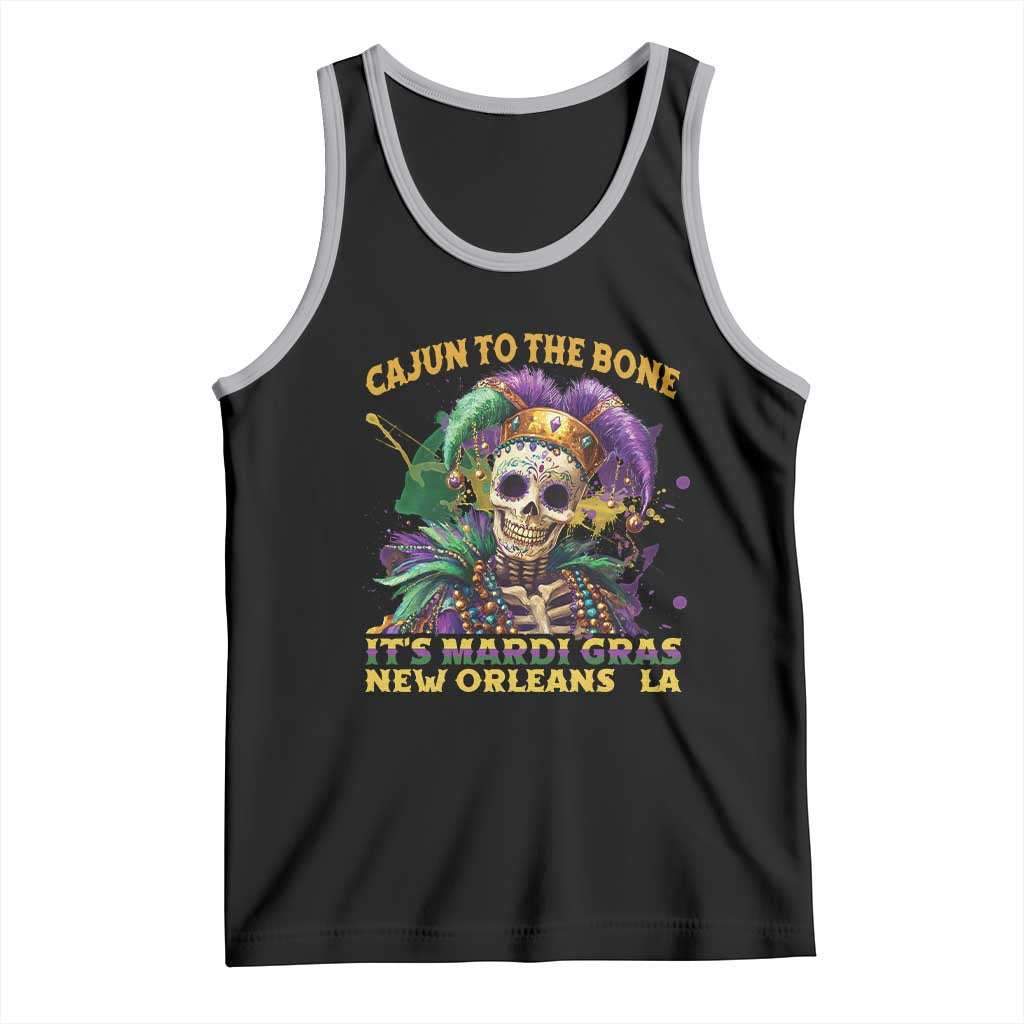 Louisiana Mardi Gras Tank Top Cajun To The Bone Skeleton Jester Costume TS09 Black Athletic Heather Print Your Wear