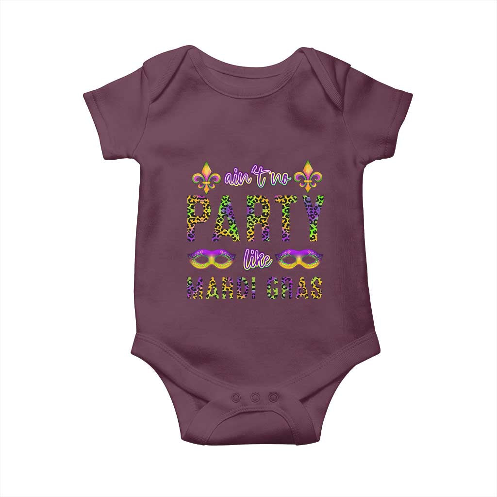 Ain't No Party Like Mardi Gras Baby Onesie TS09 Maroon Print Your Wear