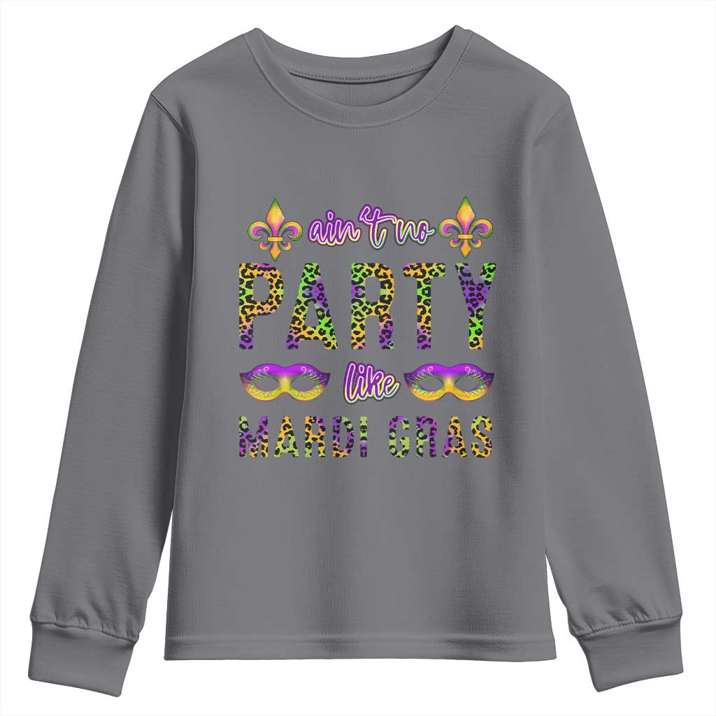 Ain't No Party Like Mardi Gras Youth Sweatshirt TS09 Charcoal Print Your Wear