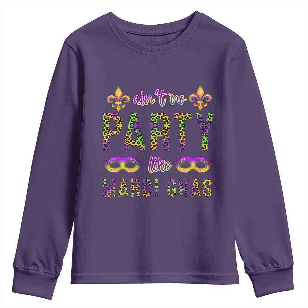 Ain't No Party Like Mardi Gras Youth Sweatshirt TS09 Purple Print Your Wear
