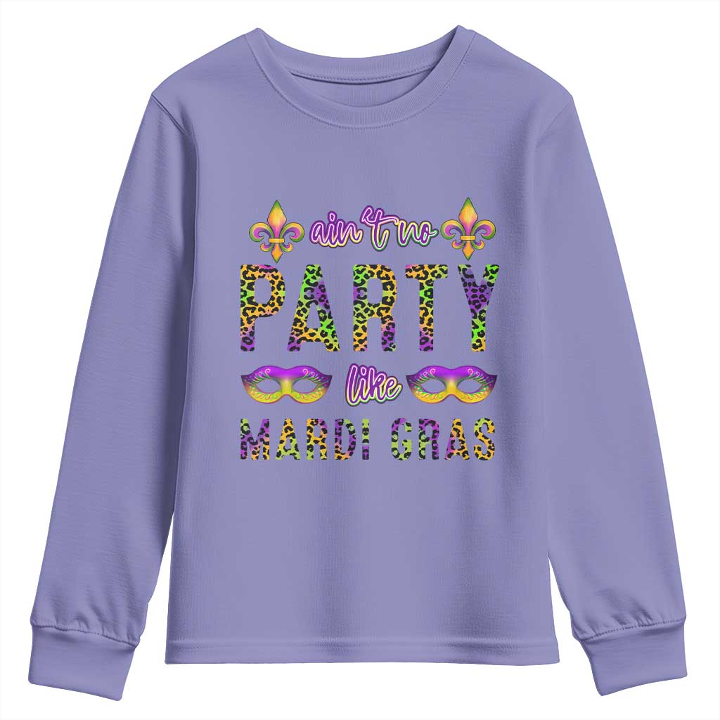 Ain't No Party Like Mardi Gras Youth Sweatshirt TS09 Violet Print Your Wear