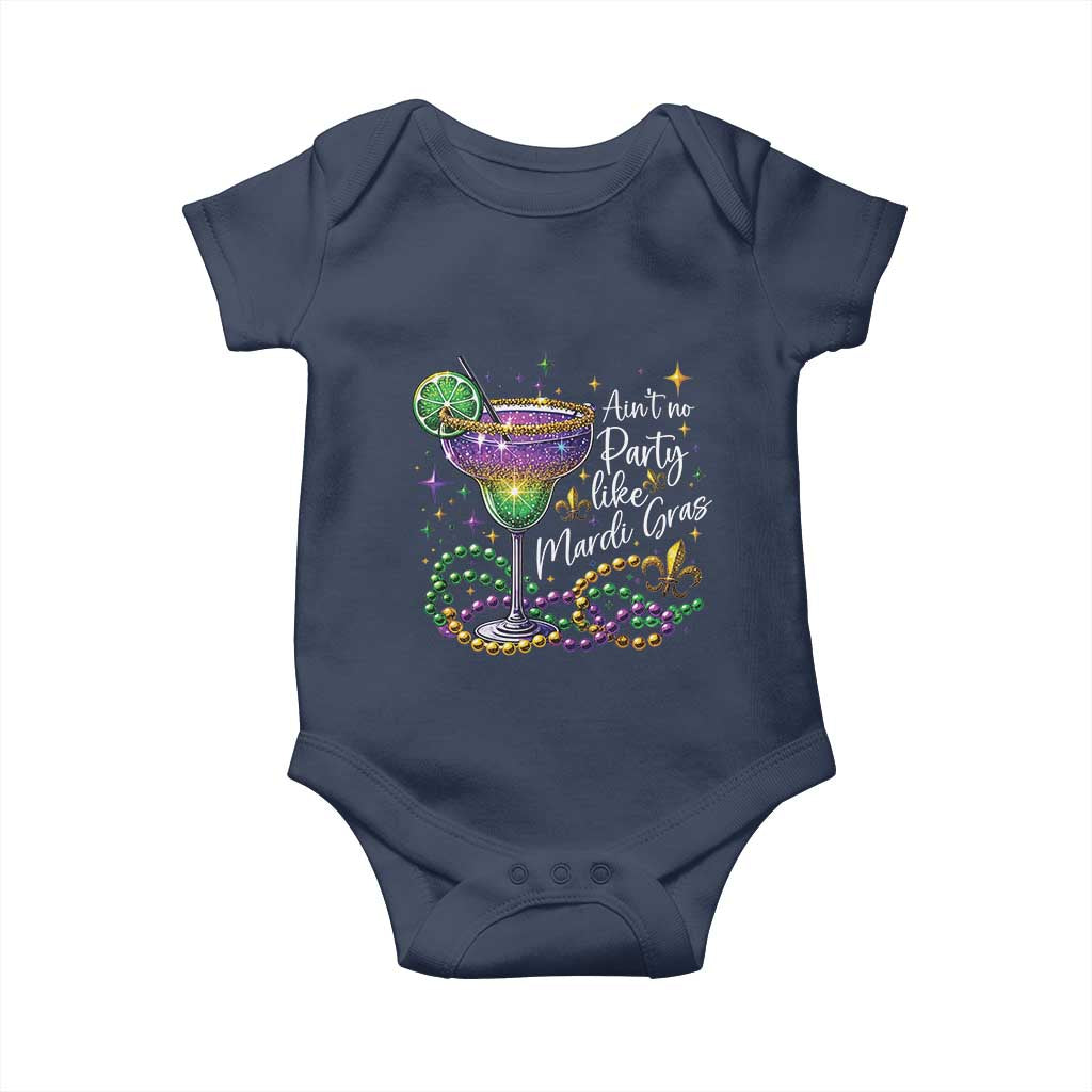 Ain't No Party Like Mardi Gras Baby Onesie Fat Tuesday Louisiana Drinking Team TS09 Navy Print Your Wear