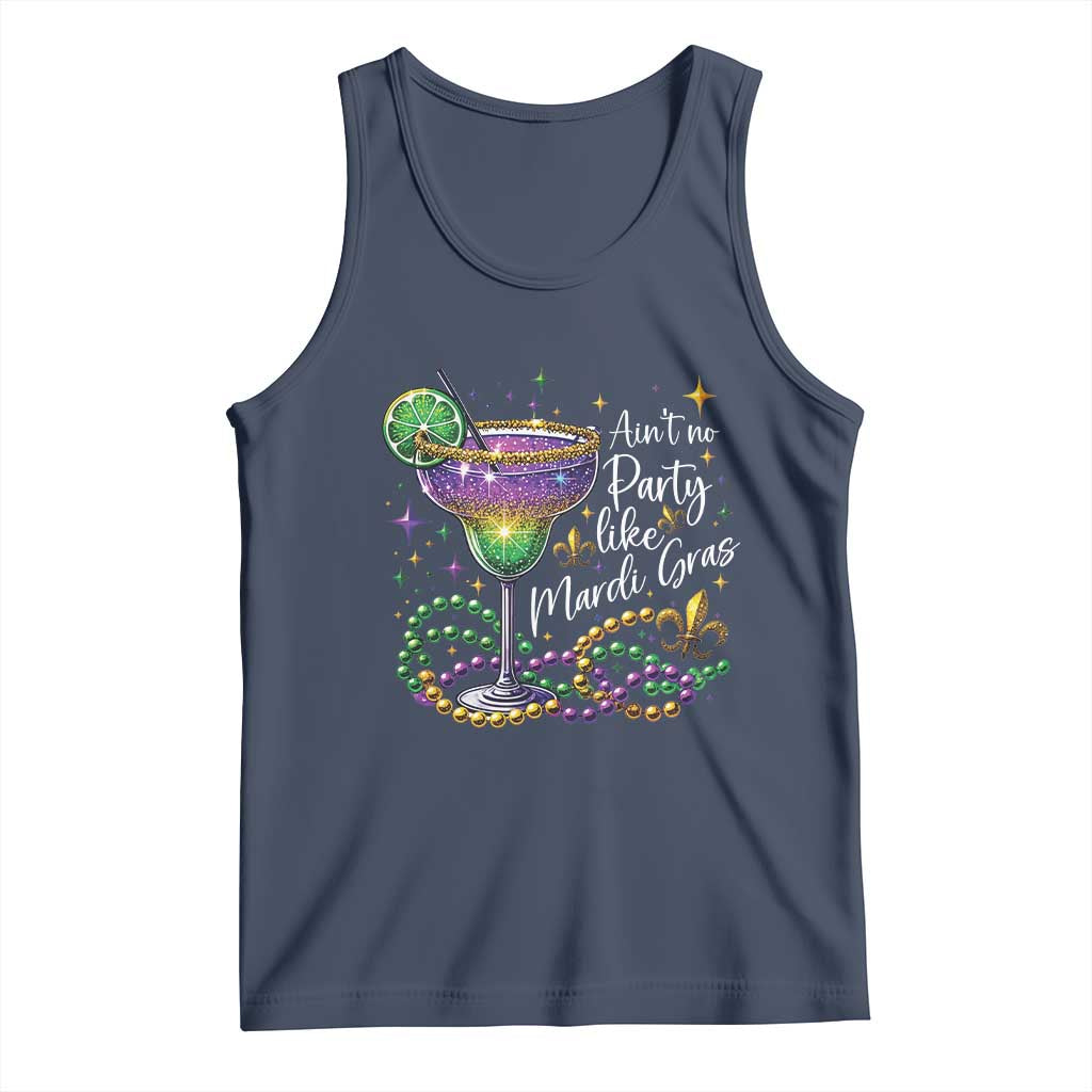 Ain't No Party Like Mardi Gras Tank Top Fat Tuesday Louisiana Drinking Team TS09 Navy Print Your Wear