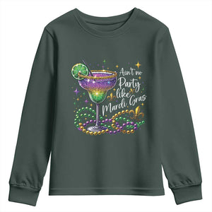 Ain't No Party Like Mardi Gras Youth Sweatshirt Fat Tuesday Louisiana Drinking Team TS09 Dark Forest Green Print Your Wear