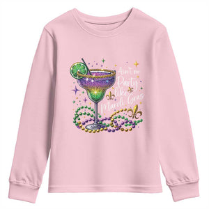 Ain't No Party Like Mardi Gras Youth Sweatshirt Fat Tuesday Louisiana Drinking Team TS09 Light Pink Print Your Wear