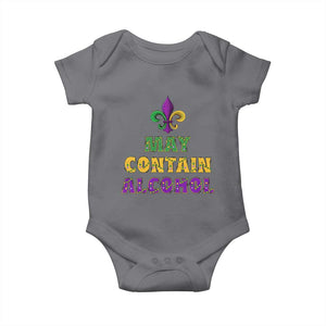Funny Mardi Gras Party Baby Onesie May Contain Alcohol Drinking Team TS09 Charcoal Print Your Wear