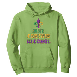 Funny Mardi Gras Party Hoodie May Contain Alcohol Drinking Team TS09 Lime Print Your Wear