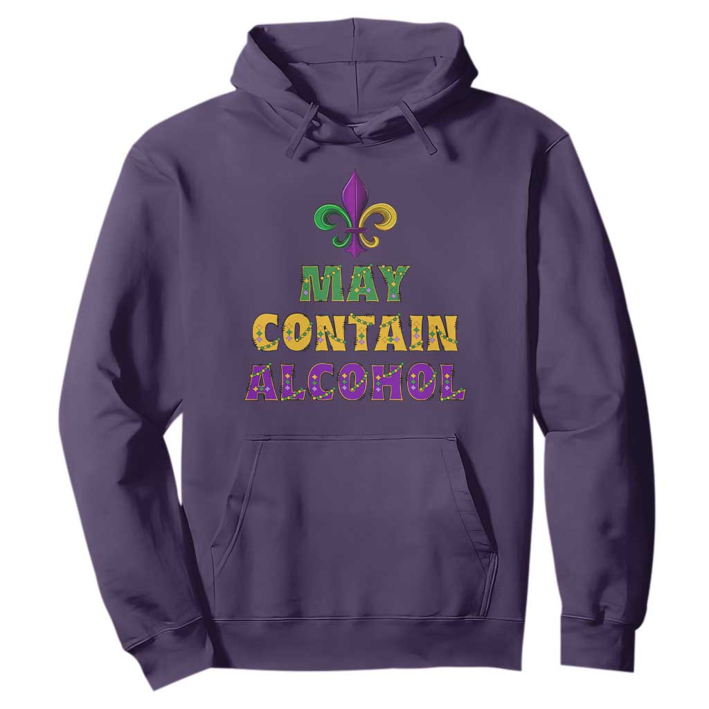 Funny Mardi Gras Party Hoodie May Contain Alcohol Drinking Team TS09 Purple Print Your Wear