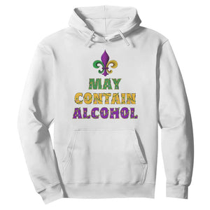 Funny Mardi Gras Party Hoodie May Contain Alcohol Drinking Team TS09 White Print Your Wear