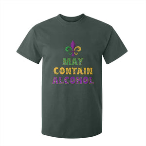 Funny Mardi Gras Party T Shirt For Kid May Contain Alcohol Drinking Team TS09 Dark Forest Green Print Your Wear