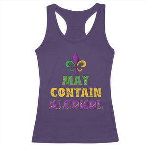 Funny Mardi Gras Party Racerback Tank Top May Contain Alcohol Drinking Team TS09 Purple Print Your Wear
