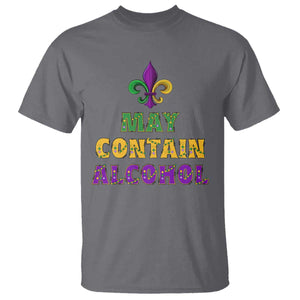 Funny Mardi Gras Party T Shirt May Contain Alcohol Drinking Team TS09 Charcoal Print Your Wear