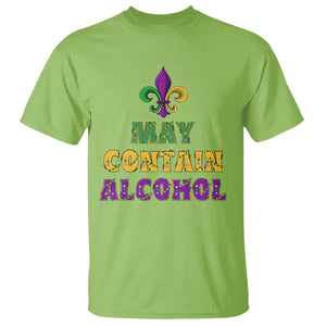 Funny Mardi Gras Party T Shirt May Contain Alcohol Drinking Team TS09 Lime Print Your Wear