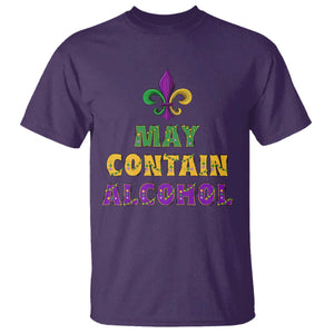 Funny Mardi Gras Party T Shirt May Contain Alcohol Drinking Team TS09 Purple Print Your Wear