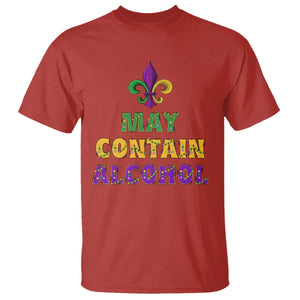 Funny Mardi Gras Party T Shirt May Contain Alcohol Drinking Team TS09 Red Print Your Wear
