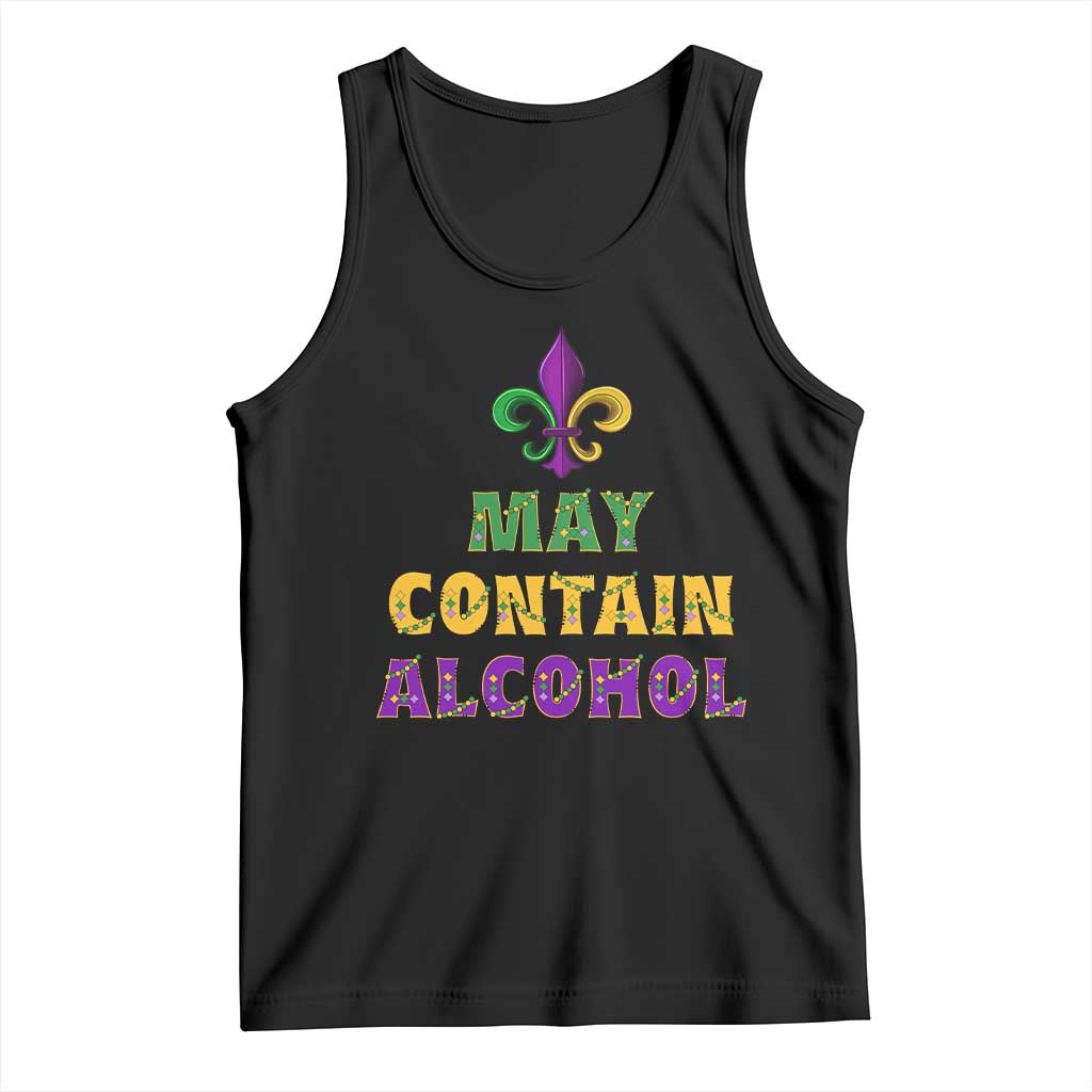 Funny Mardi Gras Party Tank Top May Contain Alcohol Drinking Team TS09 Black Print Your Wear
