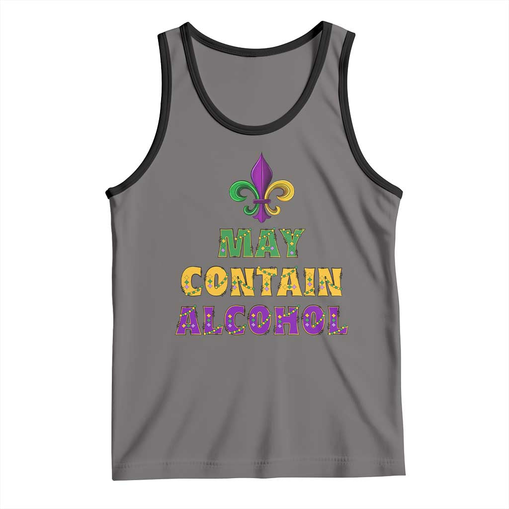 Funny Mardi Gras Party Tank Top May Contain Alcohol Drinking Team TS09 Deep Heather Black Print Your Wear