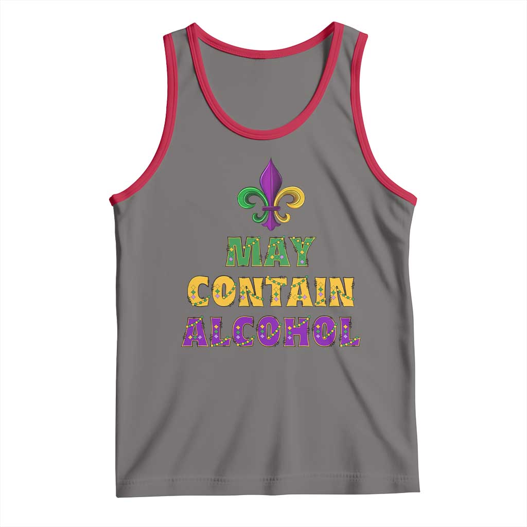 Funny Mardi Gras Party Tank Top May Contain Alcohol Drinking Team TS09 Deep Heather Red Print Your Wear