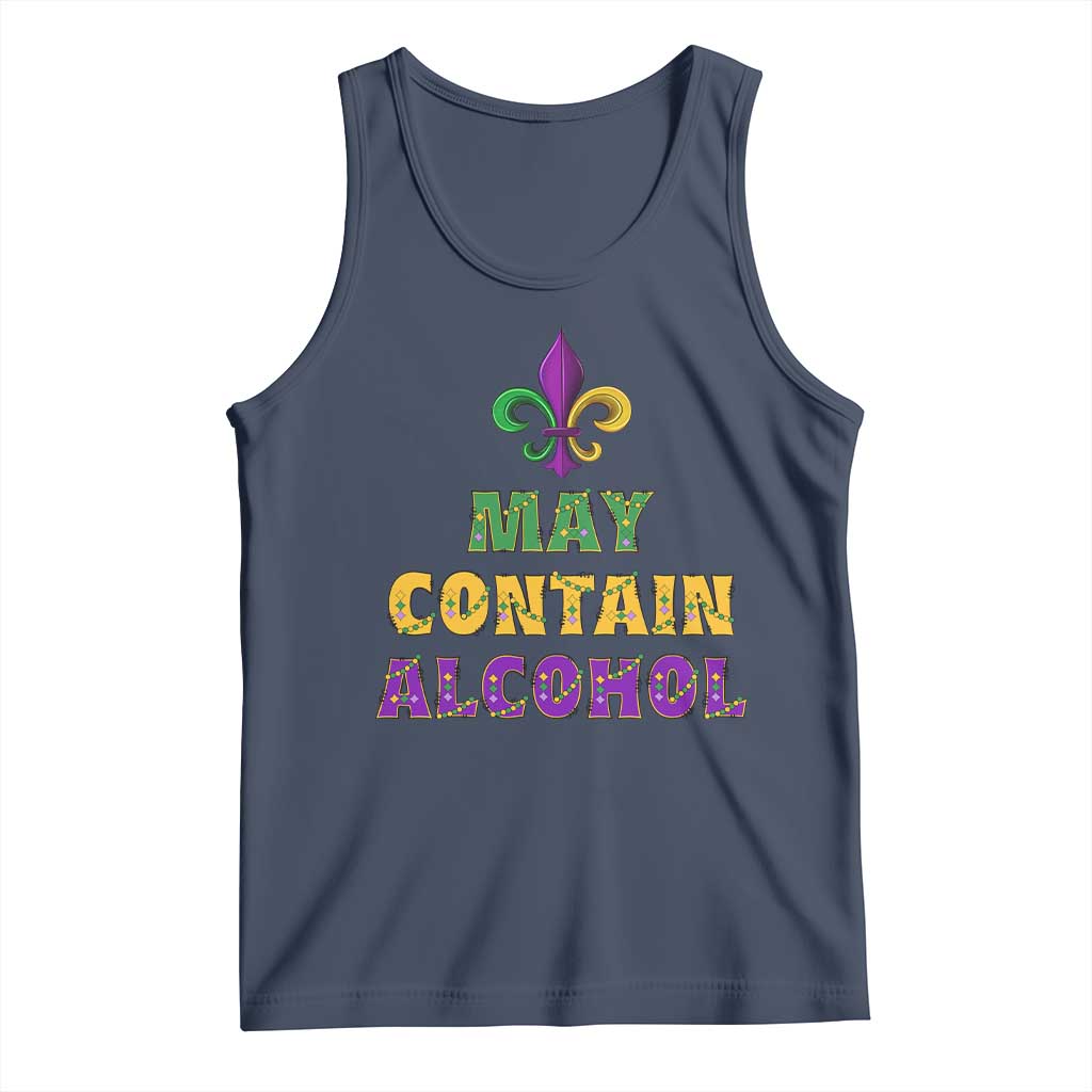 Funny Mardi Gras Party Tank Top May Contain Alcohol Drinking Team TS09 Navy Print Your Wear