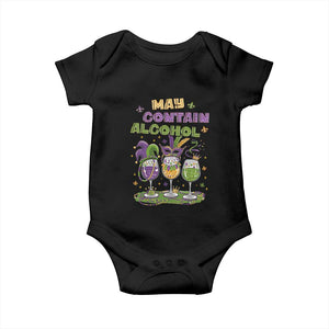 Funny Mardi Gras Drinking Team Baby Onesie May Contain Alcohol Fat Tuesday Party TS09 Black Print Your Wear