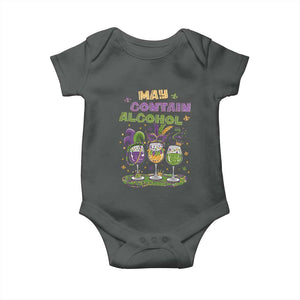 Funny Mardi Gras Drinking Team Baby Onesie May Contain Alcohol Fat Tuesday Party TS09 Dark Heather Print Your Wear