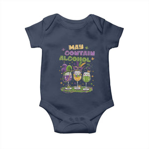 Funny Mardi Gras Drinking Team Baby Onesie May Contain Alcohol Fat Tuesday Party TS09 Navy Print Your Wear
