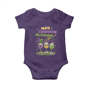Funny Mardi Gras Drinking Team Baby Onesie May Contain Alcohol Fat Tuesday Party TS09 Purple Print Your Wear