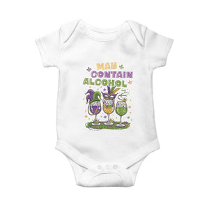 Funny Mardi Gras Drinking Team Baby Onesie May Contain Alcohol Fat Tuesday Party TS09 White Print Your Wear