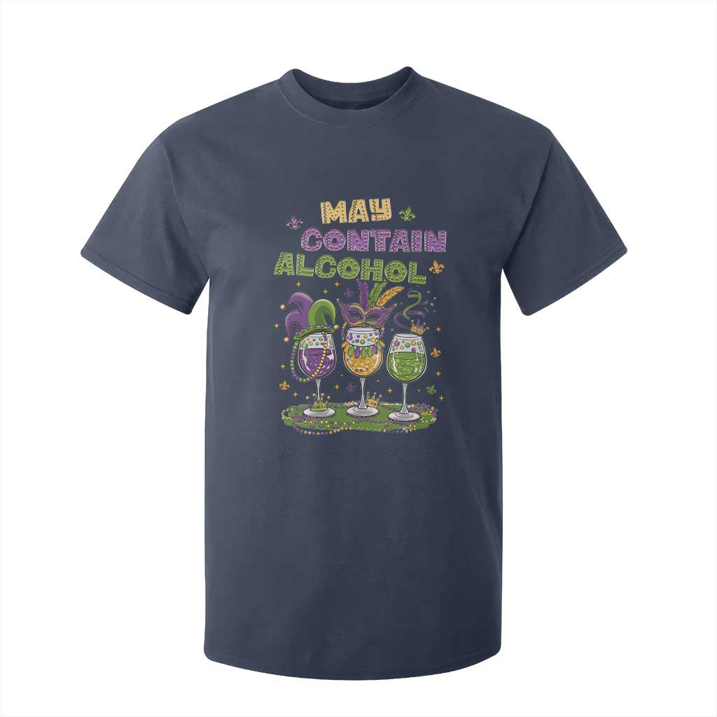 Funny Mardi Gras Drinking Team T Shirt For Kid May Contain Alcohol Fat Tuesday Party TS09 Navy Print Your Wear