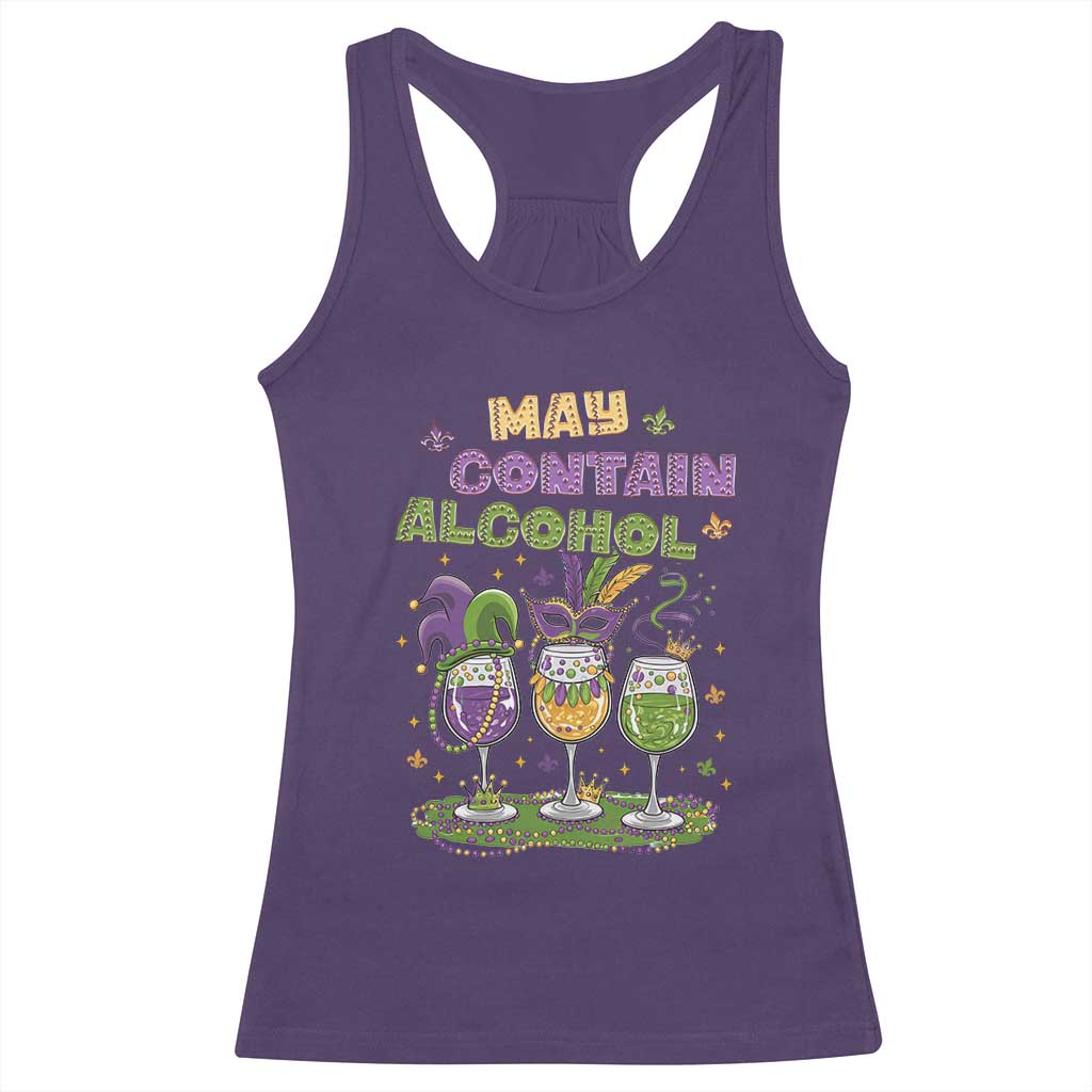 Funny Mardi Gras Drinking Team Racerback Tank Top May Contain Alcohol Fat Tuesday Party TS09 Purple Print Your Wear