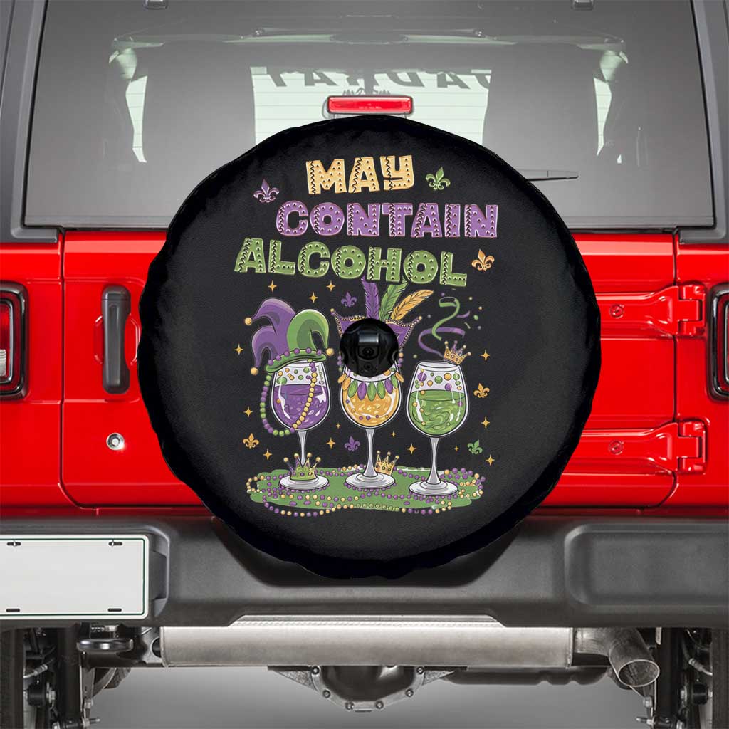 Funny Mardi Gras Drinking Team Spare Tire Cover May Contain Alcohol Fat Tuesday Party TS09 Black Print Your Wear