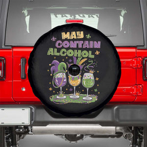 Funny Mardi Gras Drinking Team Spare Tire Cover May Contain Alcohol Fat Tuesday Party TS09 Black Print Your Wear