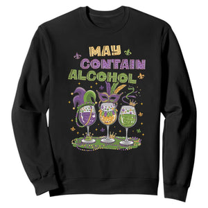 Funny Mardi Gras Drinking Team Sweatshirt May Contain Alcohol Fat Tuesday Party TS09 Black Print Your Wear