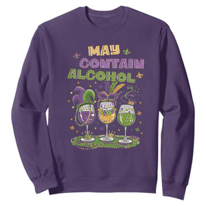 Funny Mardi Gras Drinking Team Sweatshirt May Contain Alcohol Fat Tuesday Party TS09 Purple Print Your Wear
