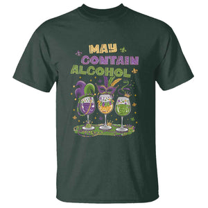 Funny Mardi Gras Drinking Team T Shirt May Contain Alcohol Fat Tuesday Party TS09 Dark Forest Green Print Your Wear
