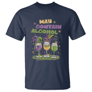 Funny Mardi Gras Drinking Team T Shirt May Contain Alcohol Fat Tuesday Party TS09 Navy Print Your Wear