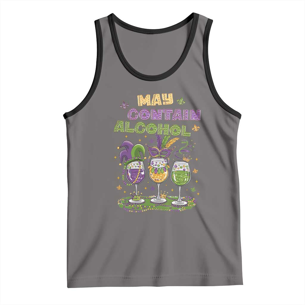 Funny Mardi Gras Drinking Team Tank Top May Contain Alcohol Fat Tuesday Party TS09 Deep Heather Black Print Your Wear