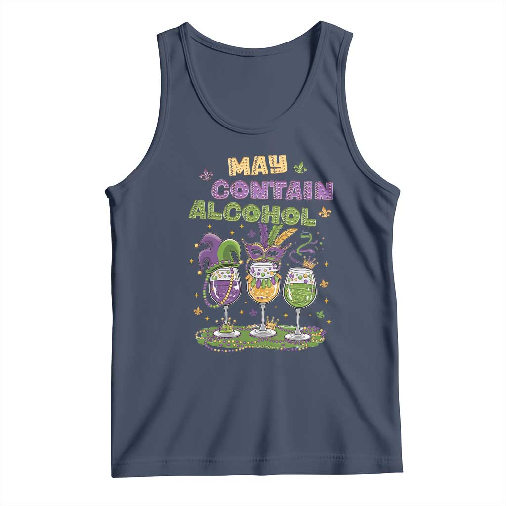 Funny Mardi Gras Drinking Team Tank Top May Contain Alcohol Fat Tuesday Party TS09 Navy Print Your Wear