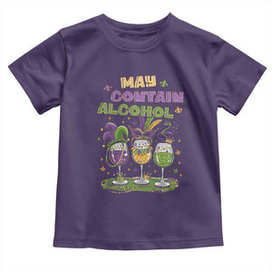 Funny Mardi Gras Drinking Team Toddler T Shirt May Contain Alcohol Fat Tuesday Party TS09 Purple Print Your Wear
