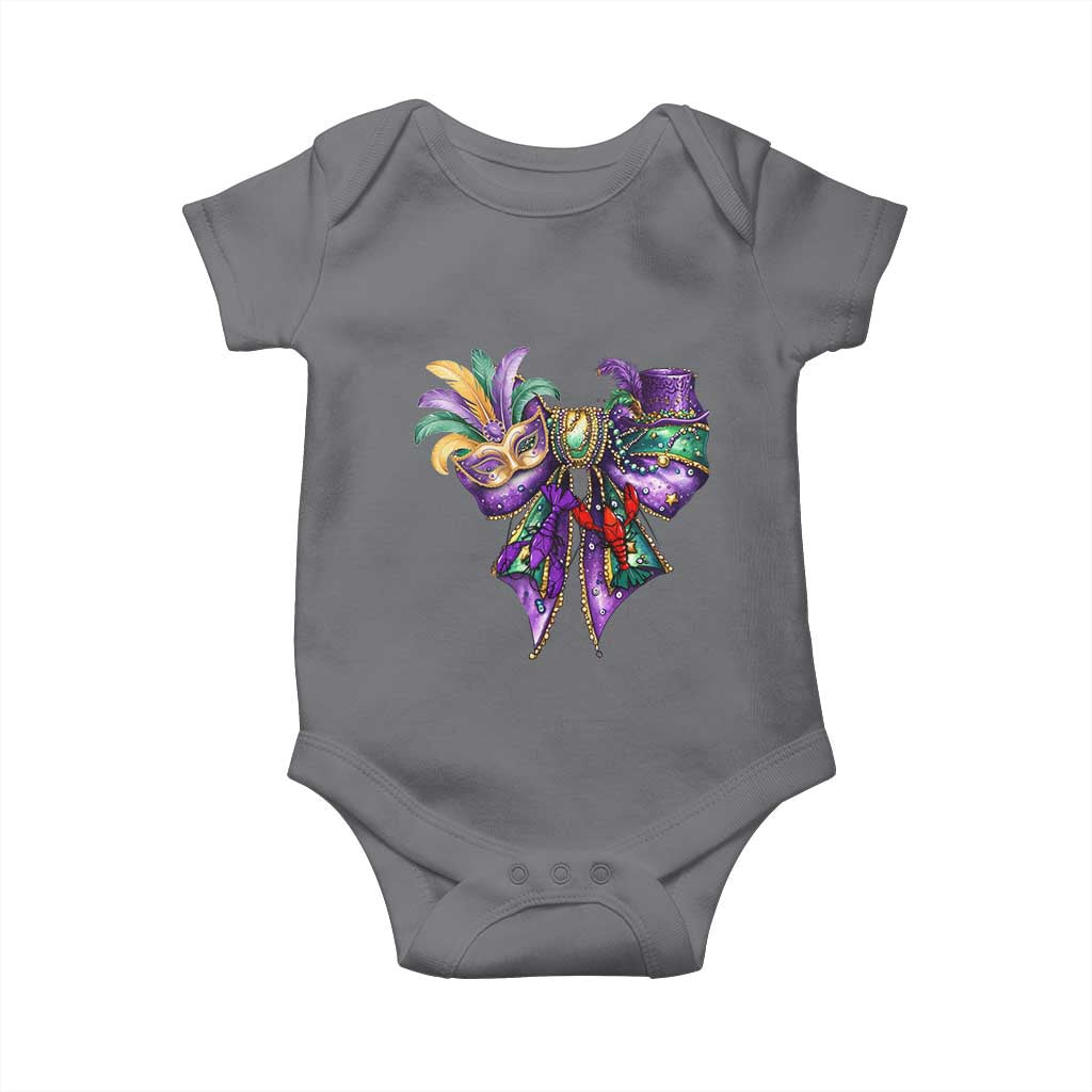Coquette Bow Mardi Gras Baby Onesie New Orleans Carnival Beads Mask Crawfish TS09 Charcoal Print Your Wear