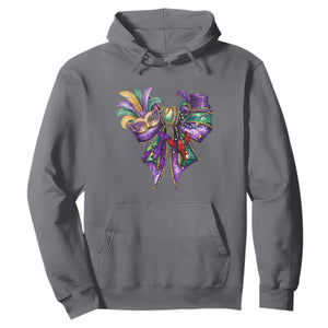 Coquette Bow Mardi Gras Hoodie New Orleans Carnival Beads Mask Crawfish TS09 Charcoal Print Your Wear