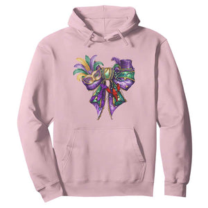 Coquette Bow Mardi Gras Hoodie New Orleans Carnival Beads Mask Crawfish TS09 Light Pink Print Your Wear