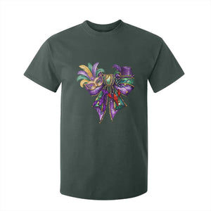 Coquette Bow Mardi Gras T Shirt For Kid New Orleans Carnival Beads Mask Crawfish TS09 Dark Forest Green Print Your Wear