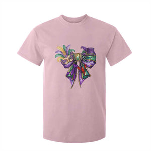 Coquette Bow Mardi Gras T Shirt For Kid New Orleans Carnival Beads Mask Crawfish TS09 Light Pink Print Your Wear