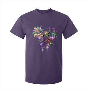 Coquette Bow Mardi Gras T Shirt For Kid New Orleans Carnival Beads Mask Crawfish TS09 Purple Print Your Wear