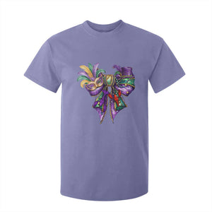 Coquette Bow Mardi Gras T Shirt For Kid New Orleans Carnival Beads Mask Crawfish TS09 Violet Print Your Wear
